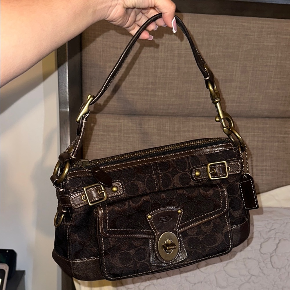 Coach Legacy Brown Leather Shoulder Bag with Gold Hardware